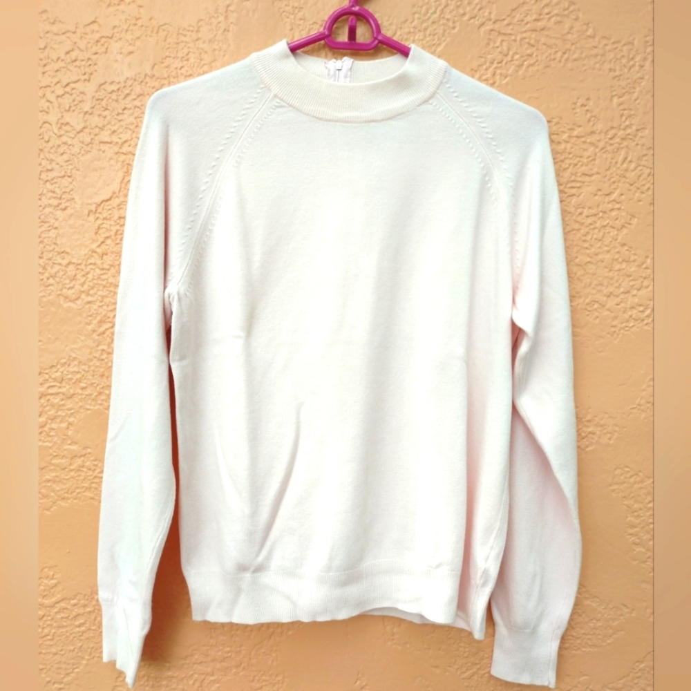 Women's Hampshire Studio Sweatshirt Pinkish White Sweater Round Neck PM